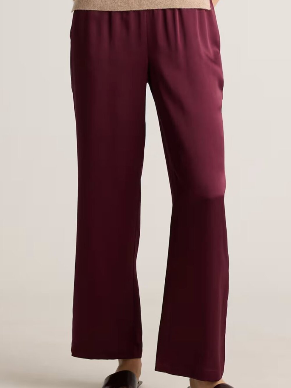 100% Washable Silk Drawstring Wide Leg Pants